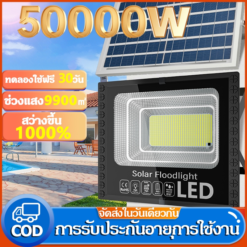 ไฟโซล่าเซลล์ 50000W โซล่าเซลล์ ไฟถนน กันน้ำ IP67 solar cell ไฟสปอร์ตไลท์ LED เปิดปิดอัตโนมัติ