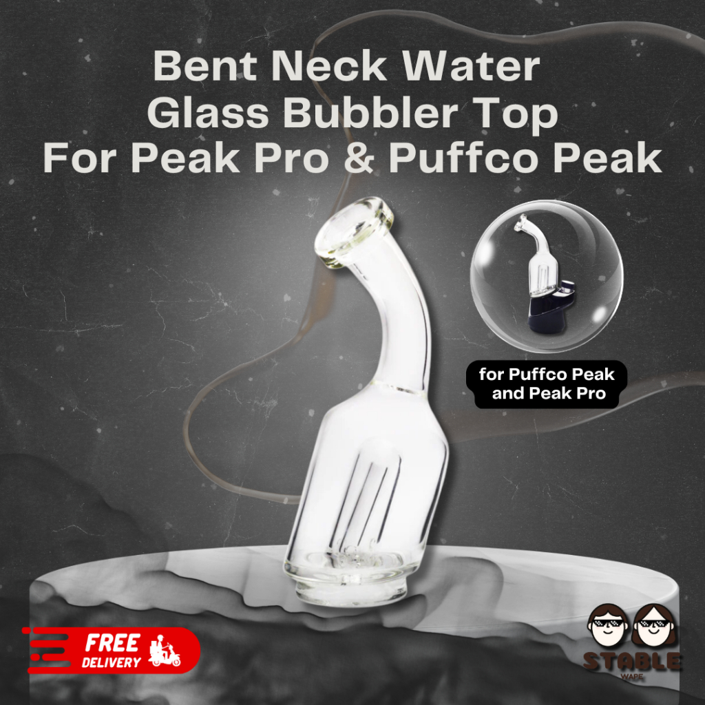 (Delivery 24 H.) Bent Neck Water Glass Bubbler Top For Peak Pro & Puffco Peak Glass Bubbler