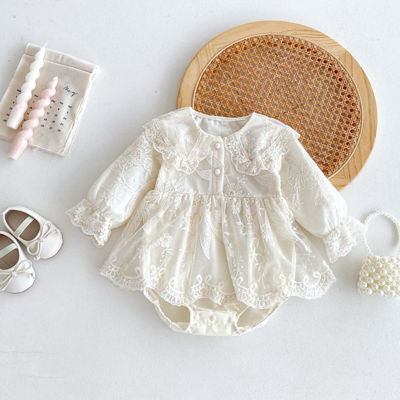 Lattekidsshop พร้อมส่ง ชุดบอดี้สูทเด็กผู้หญิงแรกเกิด ชุดบอดี้เดรส