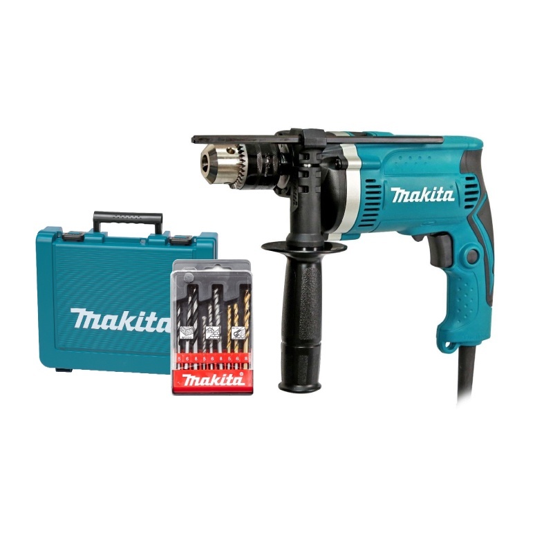 MAKITA สว่านกระแทก 16mm รุ่น HP1630KSP พร้อมชุดดอกสว่านเจาะเหล็ก ปูน ไม้ ลงทะเบียนออนไลน์รับประกัน 2 ปี