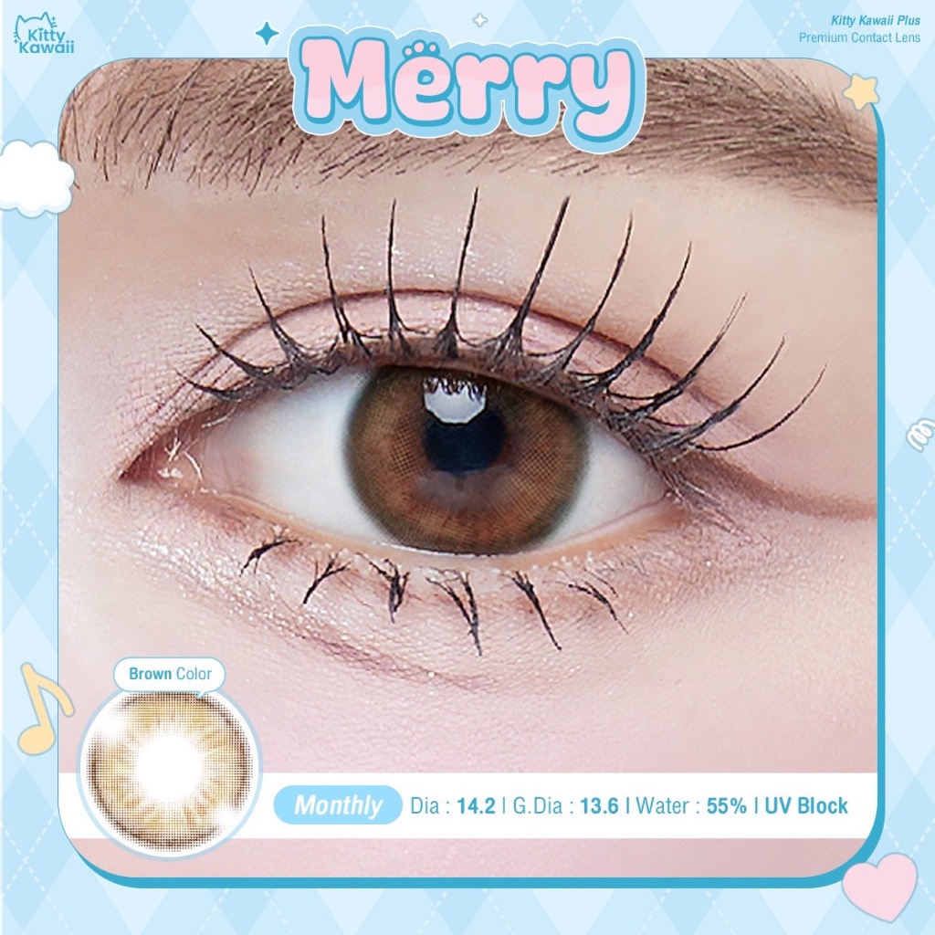 คอนแทคเลนส์ Merry Brown / Gray (Kitty Kawaii) ขนาดมินิ 🌷 ตัดของฟุุ้ง ดวงตาละมุน ดูสดใส รูปที่ 2