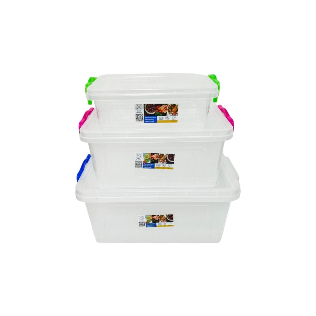 กล่องล็อคใส มีหูจับ กล่องอเนกประสงค์ ปราศจากสารก่อมะเร็ง สีขาวใส มี 4 ขนาด 1.2 ลิตร,3 ลิตร, 5 ลิตร,9 ลิตร คุณภาพดีเกรดA - รูปที่ 5