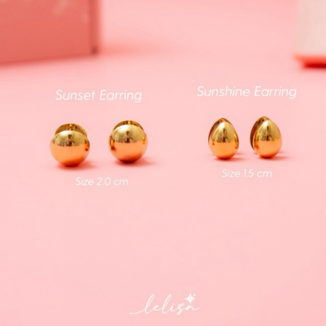 LELISA - Sunset & Sunshine Earrings - ต่างหูห่วงสแตนเลส สีทองสุดชิค สายฝอ