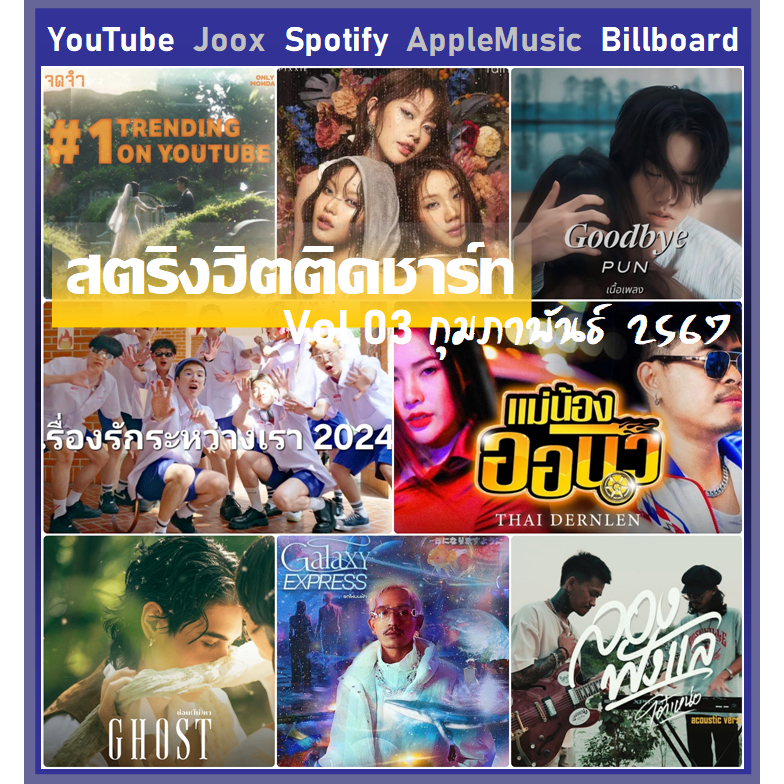 [USB/CD] MP3 สตริงฮิตติดชาร์ท Vol.03 กุมภาพันธ์ 2567 (รายชื่อเพลงตามปกหลัง-สไลด์รูปดูได้ค่ะ)