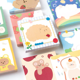 <พร้อมส่ง> กระดาษโน๊ต 100แผ่น 🍎 Cute Note 🧸 ลายการ์ตูน 9ลาย ❌ไม่มีกาว เครื่องเขียน โน๊ต กระดาษจด Memo สัตว์น้อย