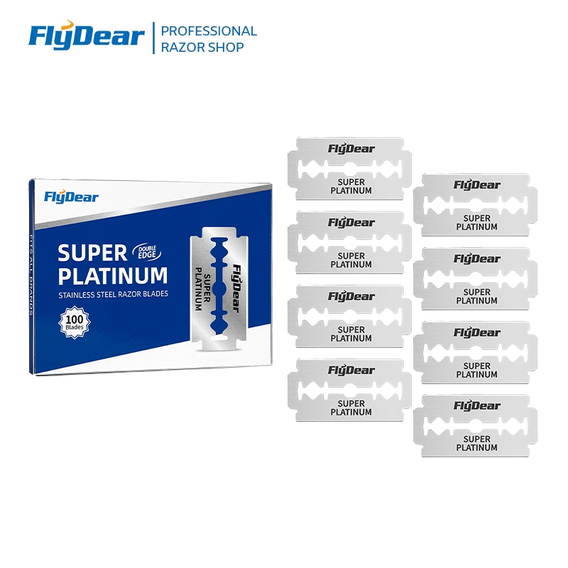 FlyDear 100PCS ใบมีดโกน Razor Blades ใบมีดโกนสำหรับโกนหนวดสแตนเลสแพลตตินัม ใบมีดโกน 2 คม