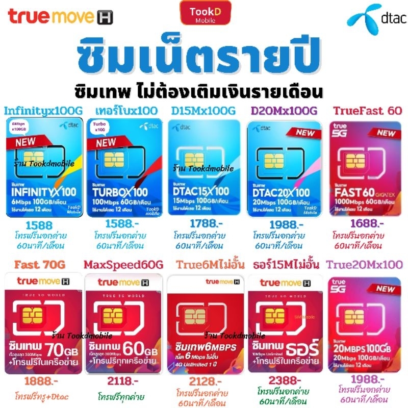 ซิมเทพทรู30M ซิมเทพธอร์15M  คงกระพัน15M Dtac20M ซิมอินฟินิตี้ infinity  ซิมรายปี ใช้งานได้​1​ ปี