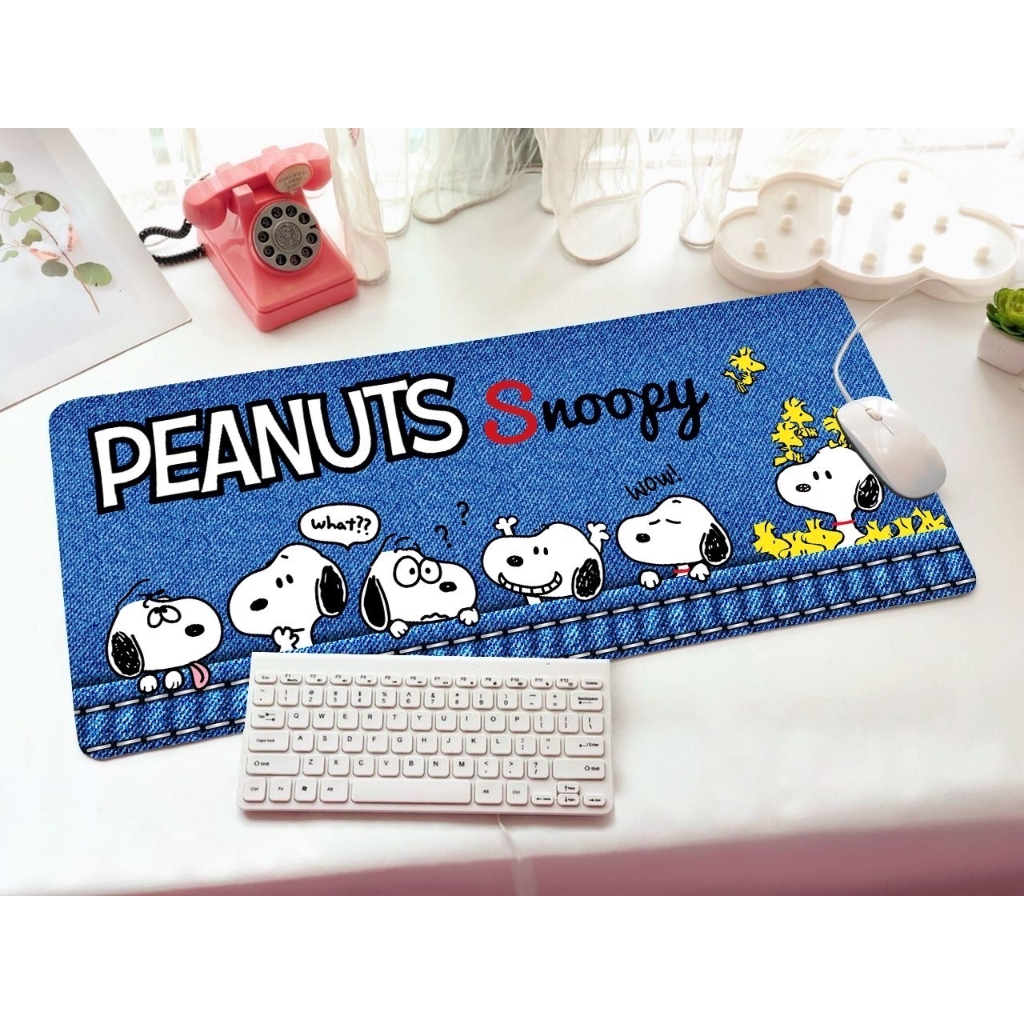 SNOOPY B Y แผ่นรอง คีย์บอร์ด รองคีย์บอร์ด keyboard ลาย SNOOPY B Y ขนาด 30 x 70 cm แผ่นหนานุ่ม มียางกันลื่น MNN