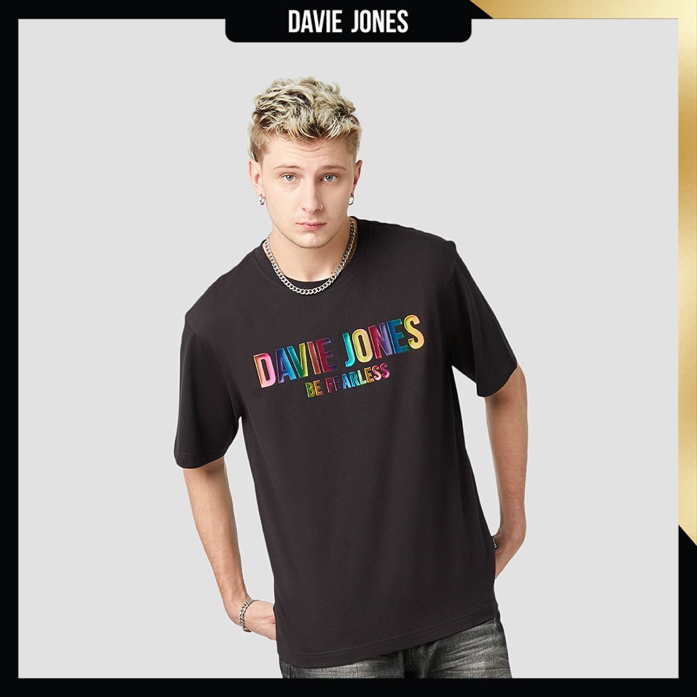 DAVIE JONES เสื้อยืด Logo Oversized Fit T-Shirt LG0049 สีดำ