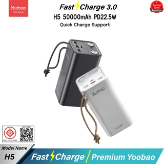 100W Yoobao H5 50000mAh PD100W/PD22.5W ไฟฉาย2ช่อง มีไฟ LED Power bank พาวเวอร์แบงค์ แบตสำรอง
