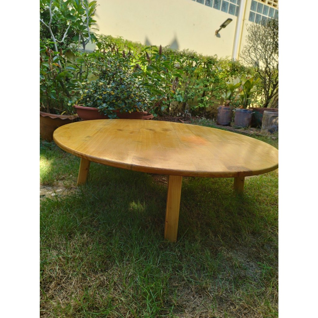 โต๊ะไม้ญี่ปุ่นกลมพับได้ โต๊ะไม้สน เส้นผ่าศูนย์กลาง80,90 ,100,110 cm.สูง 35 cm.สีธรรมชาติ บานพับล็อคได้