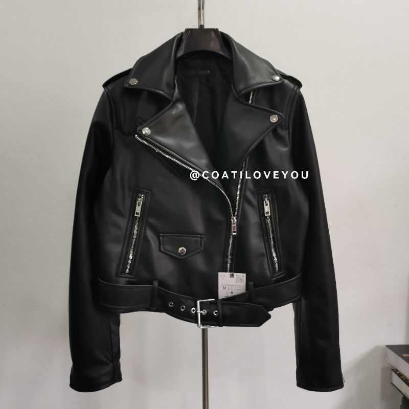 **ของแท้พร้อมส่งจากไทย** Zar.a​ Faux​ Leather​ Biker​ Jacket​ (BLACK)​