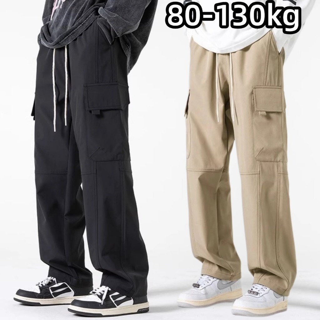 80-130KG กางเกงคาร์โก้ผู้ชาย กางเกงคนอ้วน ทรงหลวม ขนาดใหญ่ มีหลายกระเป๋า ใส่สบายเป้าไม่รั้ง ใส่แล้วเท่ดูมีเสน่ห์