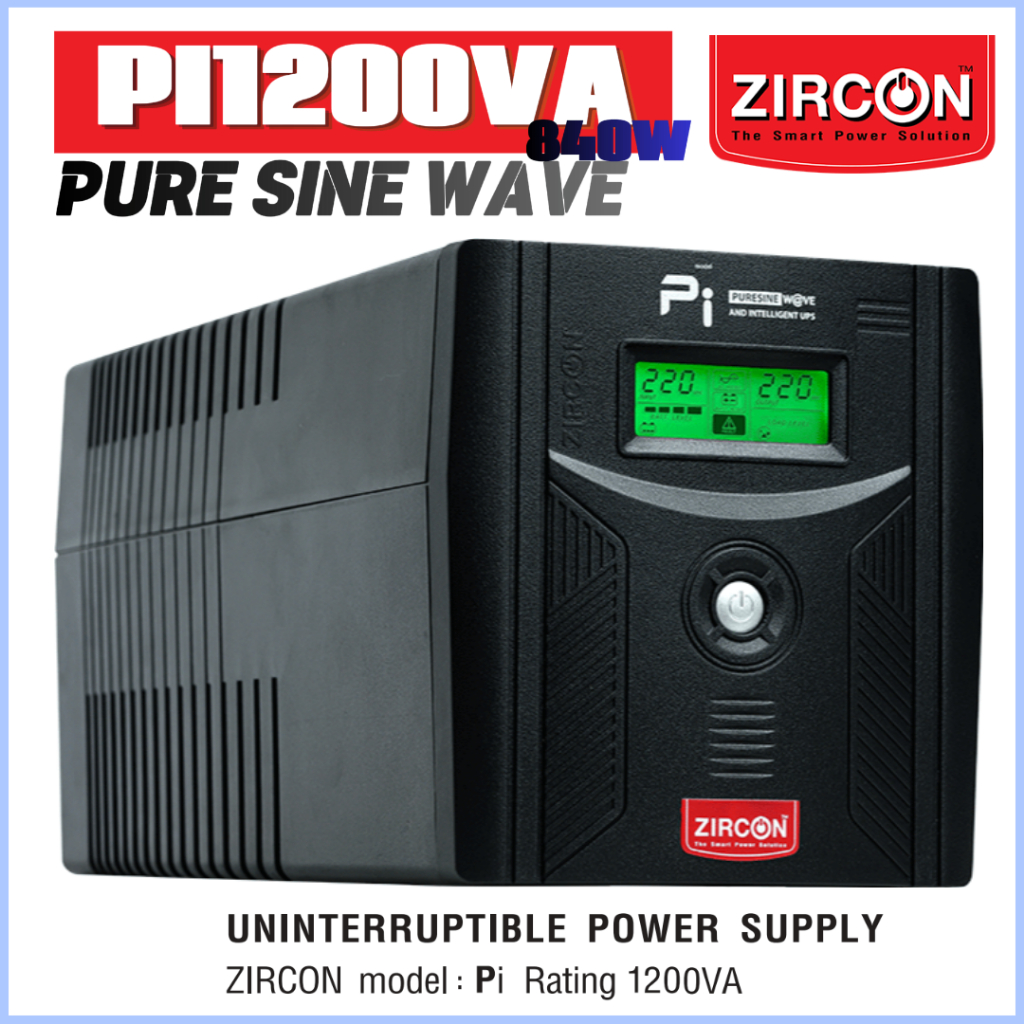 ZIRCON UPS PI1200VA/840W/PSU80+/iMac/PS4/RIG/ Pure Sine Wave 100%/Service Center ประกัน 2 ปี