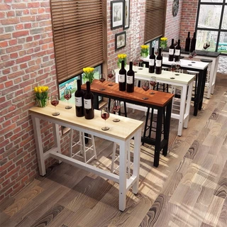 AI HOUSE โต๊ะไม้บาร์ทรงสูงบาร์คาเฟ่ สำหรับบาร์ตกแต่งร้าน ขาเหล็กแข็งเเรงทรงสูง 4สี
