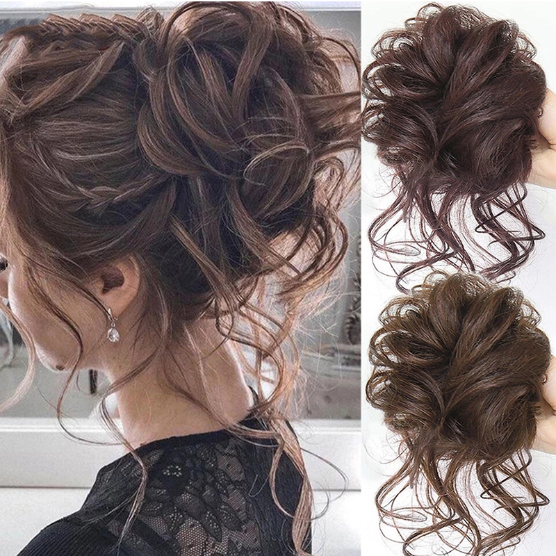 💟ของแท้ | ส่งเร็ว💟 แฮร์พีช ดังโงะ ผมลอนยุ่ง วิกผมปลอม แบบยางยืดครอบ รหัส CN-AM41