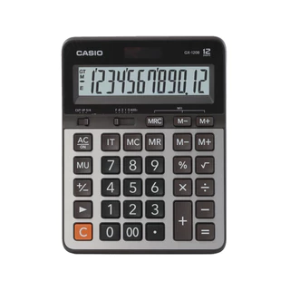 Casio Calculator เครื่องคิดเลข คาสิโอ รุ่น GX-120B แบบตั้งโต๊ะขนาดใหญ่ หน้ากากโลหะ 12 หลัก สีเงิน