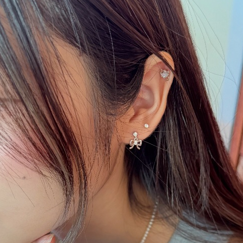 Suwann.na [ราคาต่อคู่] ต่างหู ต่างหูเงินแท้ ต่างหูโบว์ตุ้งติ้ง ราคา ถูกที่สุด ดีลบีเคเค แกลเลอรีภาพที่ 4