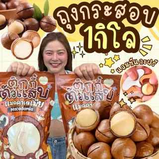 กระสอบ1โล แมคคาเดเมีย เม็ดใหญ่ เปลือกบาง เนื้อเยอะ ตุ๊กกี้ตัวแสบ
