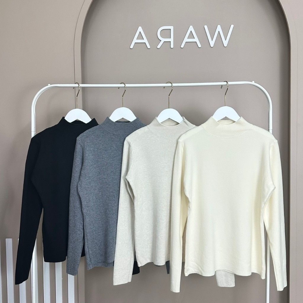 [ A87 ] เสื้อแขนยาว ผ้าไหมพรม คอปีน ผ้านุ่ม ใส่สบาย สินค้าใหม่