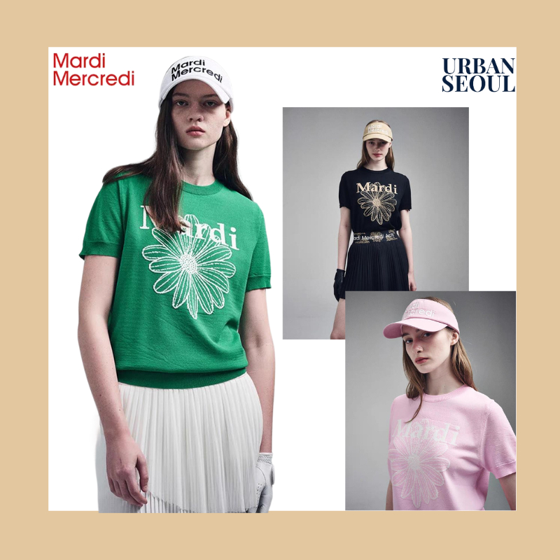 พร้อมส่ง MARDI MERCREDI TOP TSHIRT KNIT เสื้อยืด ถัก ดอกไม้ Korea แฟชั่น Daisy หญิง