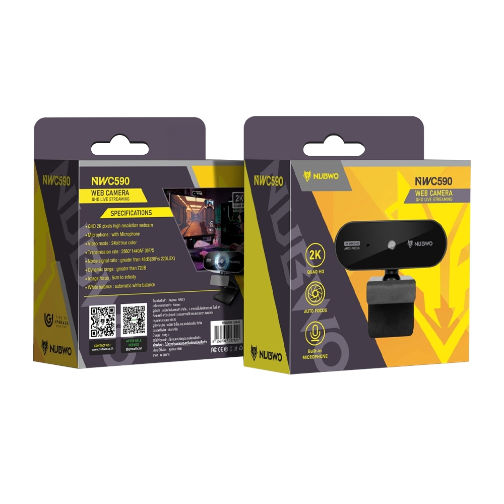 กล้องเว็บแคม ติดตั้งง่าย ใช้งานสะดวก Nubwo NWC-590 WebCamra Auto Focus QHD 2K