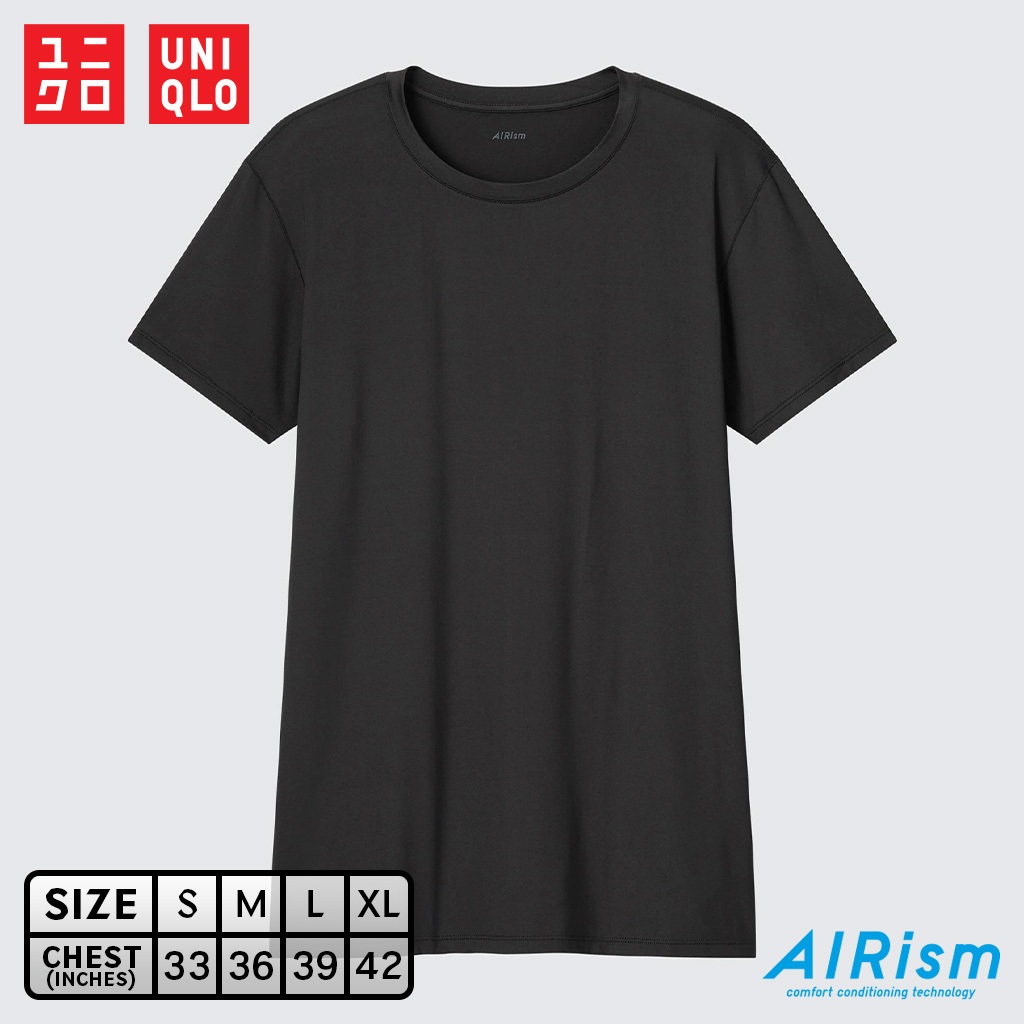 เสื้อยืดแขนสั้น Uniqlo AIRism - 09 Black