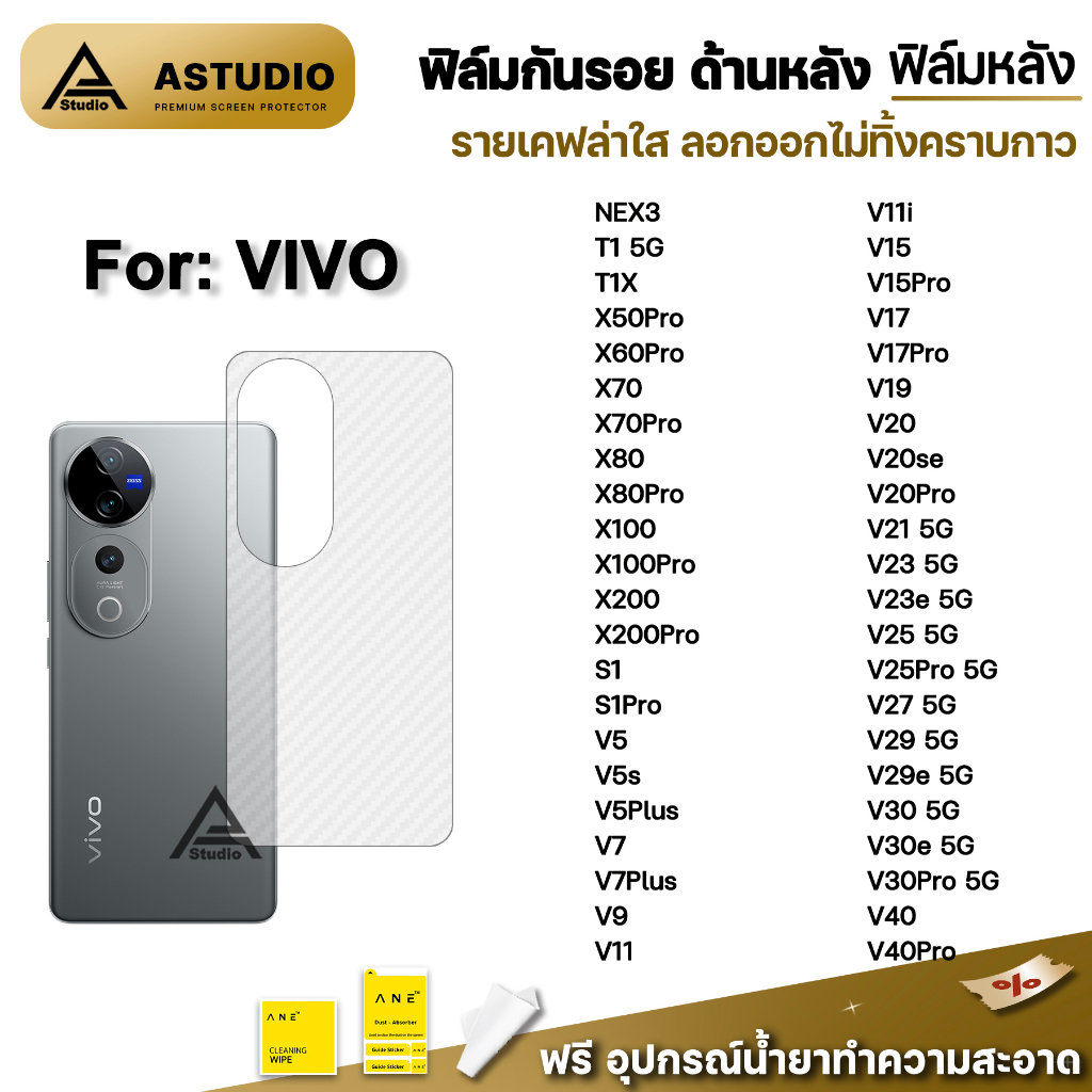 ฟิล์มหลัง เคฟล่า For VIVO T1 X 200 Pro X100 Pro X90Pro X80 X70 V23 V25 Pro V27 V29 V29e V30 e V40 Pro ฟิล์มกันรอยVIVO