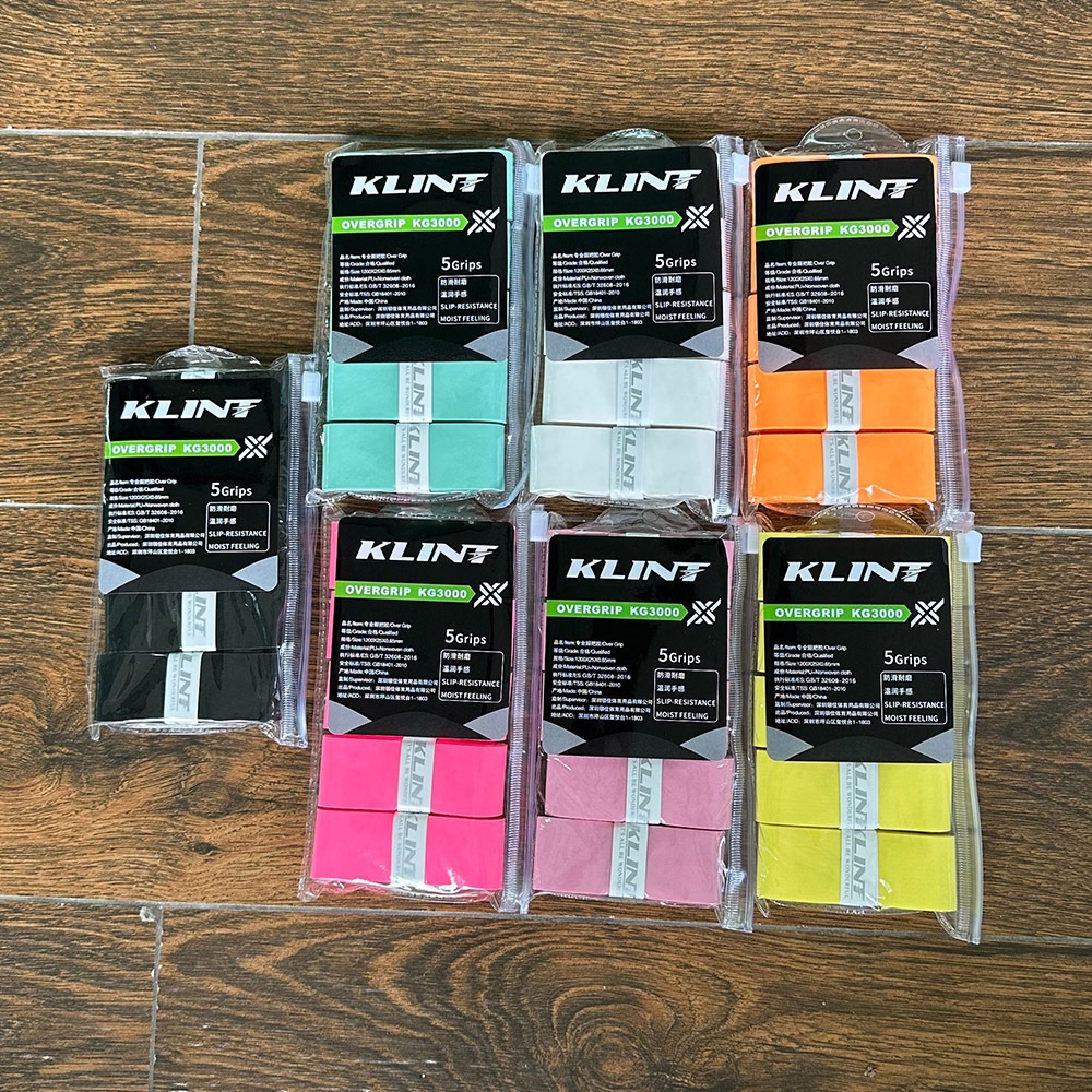 (ใหม่รุ่นหนา) กริปพันด้ามไม้แบด ไม้เทนนิส Klint KG3000 หนา นุ่ม (1 แพ็คพันได้ 5 ไม้) ของแท้ 100%