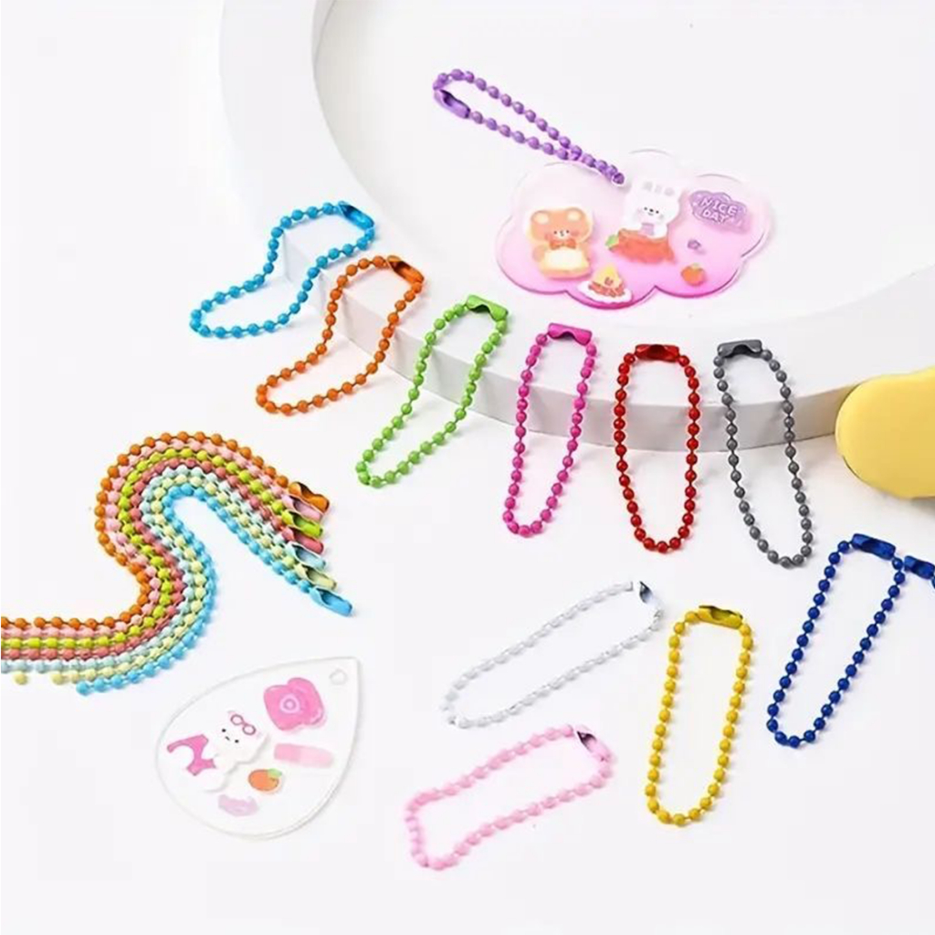 โซ่ไข่ปลา สายโซ่ลูกปัด ทรงกลม สีสดใส 10 ชิ้น สําหรับทําเครื่องประดับ พวงกุญแจ สร้อยข้อมือ - รูปที่ 4