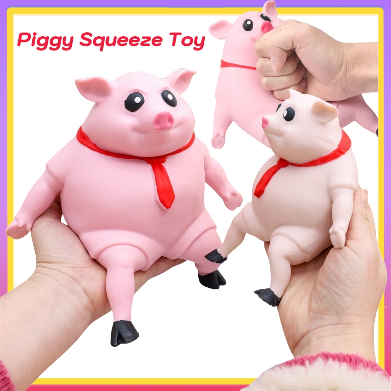 สกุชชี่ ของเล่นยืดได้ Piggy Squeeze Toy ผ้าพันคอ รูปหมูจําลอง คลายความเครียด ของเล่นบีบนุ่ม