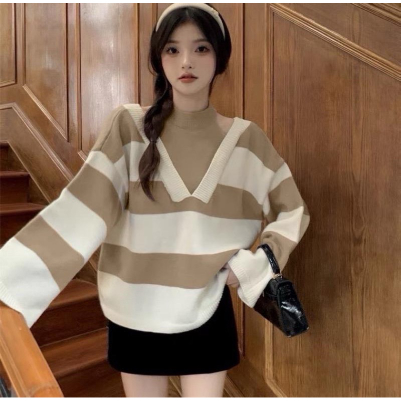 NEW เสื้อไหมพรม ปาดไหล่ เสื้อเซกชี่ น่ารัก พร้อมส่ง