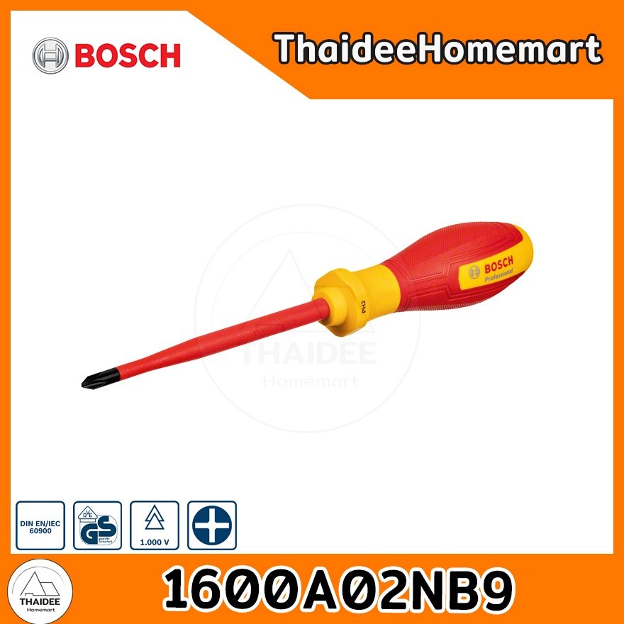 BOSCH ไขควงกันไฟ VDE PH 2 (125 มม.) 1600A02NB9