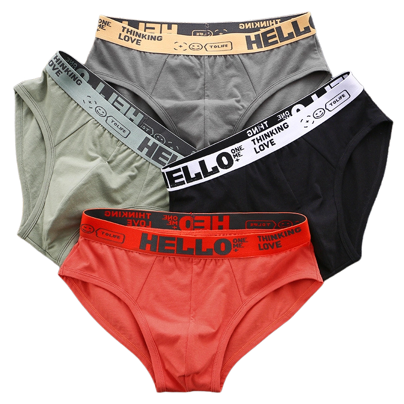 NY074🔥HELLO กางเกงชั้นในชายผ้าฝ้ายสีทึบผ้าฝ้ายสลิมฟิตบางระบายอากาศดูดซับเหงื่อกางเกงในชาย