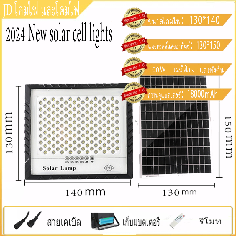 ไฟโซล่าเซลล์ ไฟ LED แสงโซลาร์เซลล์ ไฟสวนโซล่าเซลล์ สปอร์ตไลท์ LED ไฟถนน โซล่าเซลล์ ไฟกลางแจ้ง กันน้ำ ทนทาน ป้องกันฟ้าผ่า