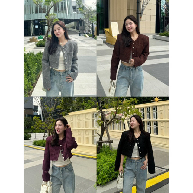 Basicsbysita M206 Wink Tweed Blazer เสื้อคลุมครอป เบลเซอร์ มี กลิตเตอร์ วิ้งๆๆ สวยมาก มีเสริมบ่า กระดุมเงิน จึ้งงง