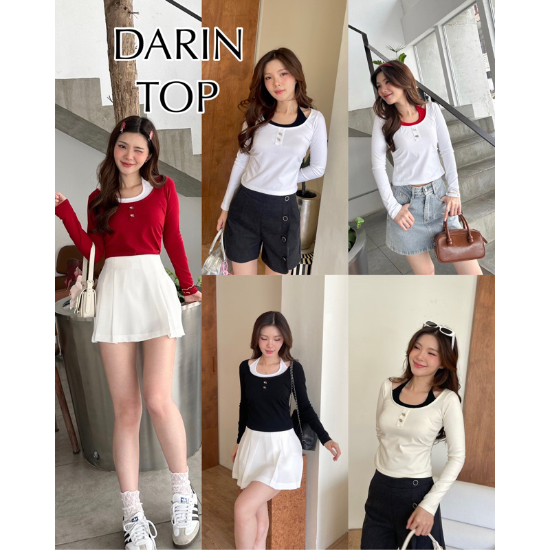 DARIN TOP (ใช้โค้ดลด 30% เหลือ 273.- )เสื้อปักอะไหล่โลโก้ร้าน
