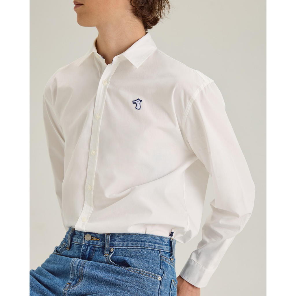 POPLIN REGULAR SHIRT WITH LOGO EMBROIDERED