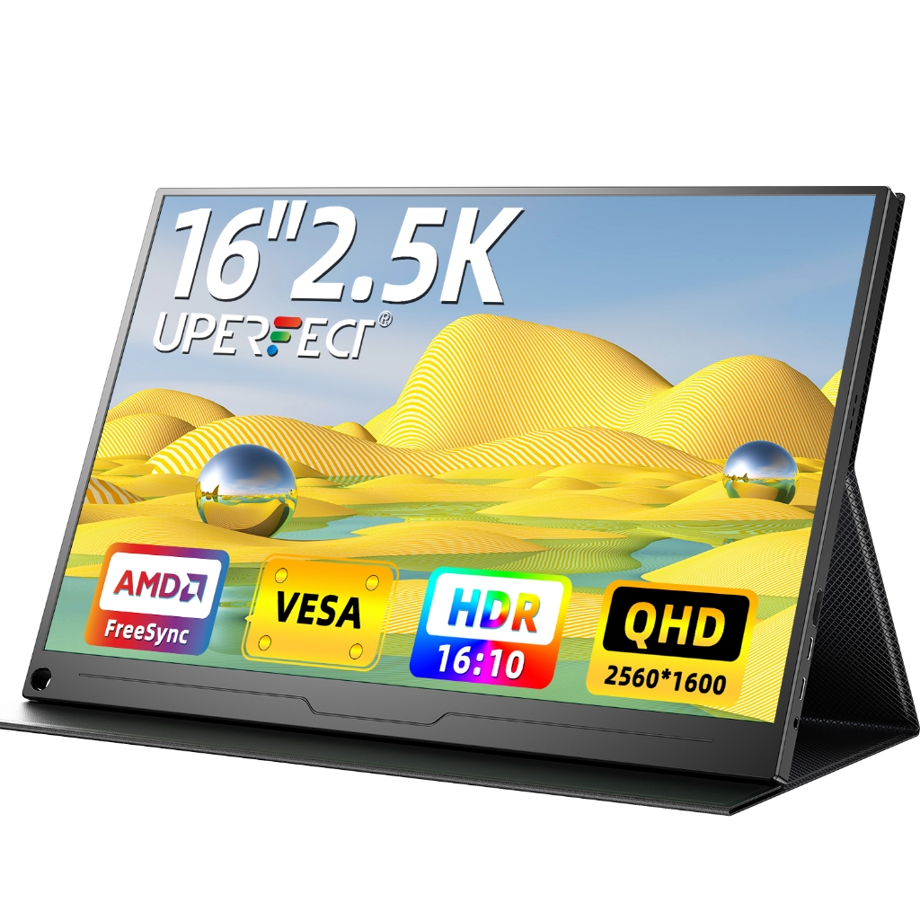 UPERFECT  16 inch  2.5K Portable Monitor   2560X1600 Matte Screen IPS HDR FreeSync Eyecare  Computer