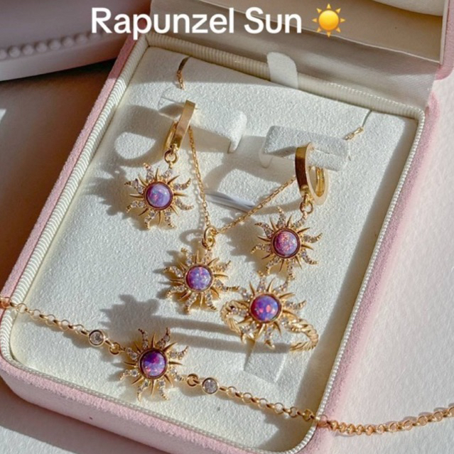 เครื่องประดับคอลเลคชั่น ดวงอาทิตย์ หิน Opal สแตนเลส ชุบทอง 18k