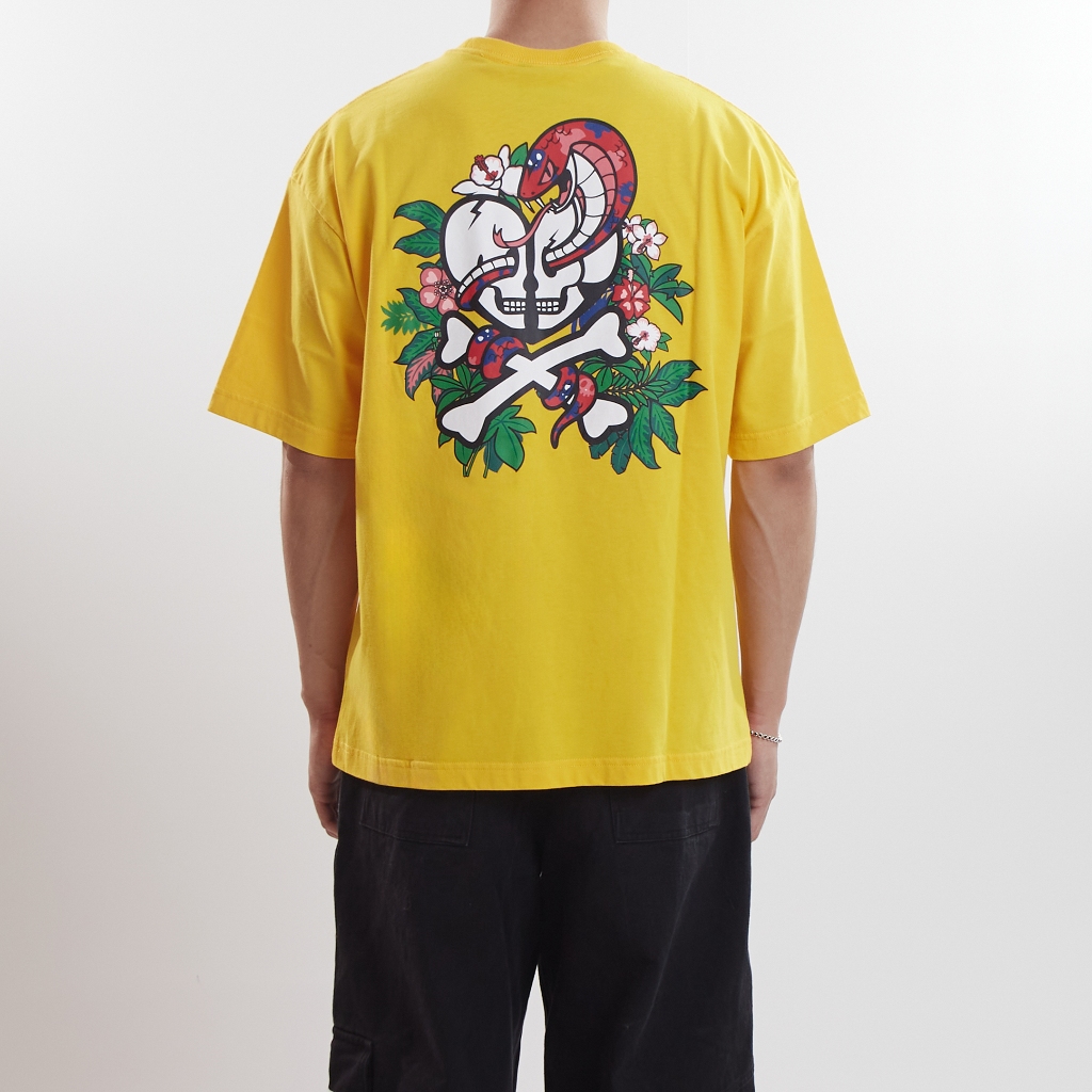 TOKIDOKI เสื้อยืดผู้ชาย LEAVES SKULL LOGO PRINTED