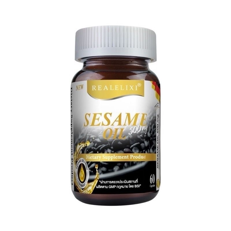 Real Elixir Black Sesame Oil 500 mg. น้ำมันงา 30เม็ด