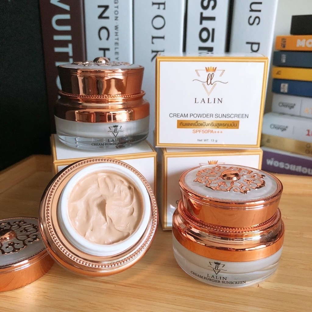 กันแดดแป้งครีมลลิน spf50pa+++ ครีมแป้งลลิน กันแดด+แป้งในตัว สูตรคุมมัน เปลี่ยนเป็นแป้งทันทีที่ทา