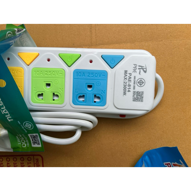 ปลั๊กไฟ Pae ปลั๊กพ่วงมาตรฐานมอก.มี 3ช่อง 4ช่อง 5ช่อง 3USB สายยาว 3เมตร 5เมตร - รูปที่ 7
