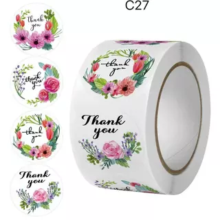 สติ็กเกอร์ขอบคุณ Thankyou ม้วนละ500ดวง ขนาด2.5ซม.ลายน่ารักๆ แทนคำขอบคุณ มีให้เลือกหลายแบบ