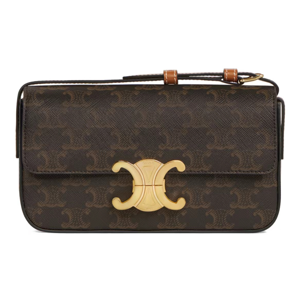 [ Hot sale]CELINE เซลีน Triomphe ซีรีส์ ดอกไม้เก่าคลาสสิก ทนทาน หนังวัว Women shoulder bag[Armpit bag] กระเป๋าสะพายไหล่