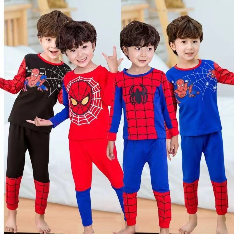 SU04 Spiderman Homewear ผ้าฝ้ายโพลียูรีเทนไฟเบอร์ยืดหยุ่นสําหรับเด็กผู้ชาย mamay baby shop