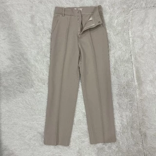 (NT 9)กางเกงทรงบอยเอวสูง กระบอกเล็ก 9 ส่วน (Size S-36) เเต่งตะขอหน้า
