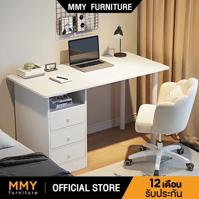 MMY โต๊ะทำงาน โต๊ะคอมพิวเตอร์ IKEA สไตล์ มีลิ้นชัก พื้นที่จัดเก็บขนาดใหญ่ รับน้ำหนัก 500KG