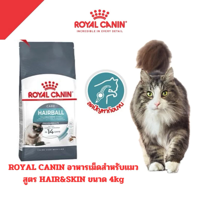 [Hairball 4KG] Royal Canin อาหารแมว ชนิดเม็ด Hairball ดูแลปัญหาก้อนขน ขนาด 4KG